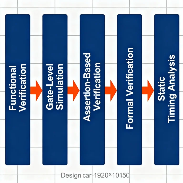 Flowchart showing verification blocks in ASIC design flow)